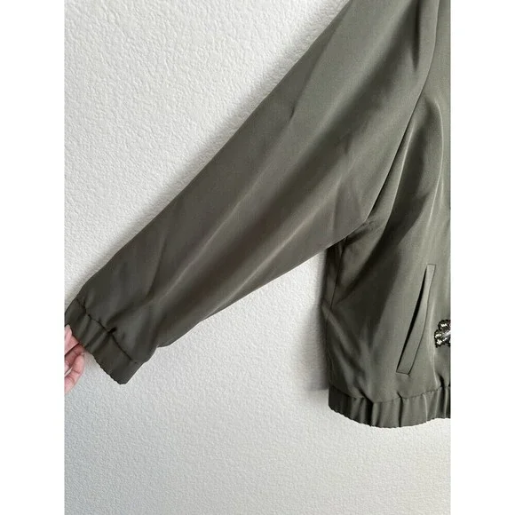 Chico's Embroidered Limited Bomber Jacket Size 3 XL Grape Leaf Sequins Full Zip - Picture 5 of 7